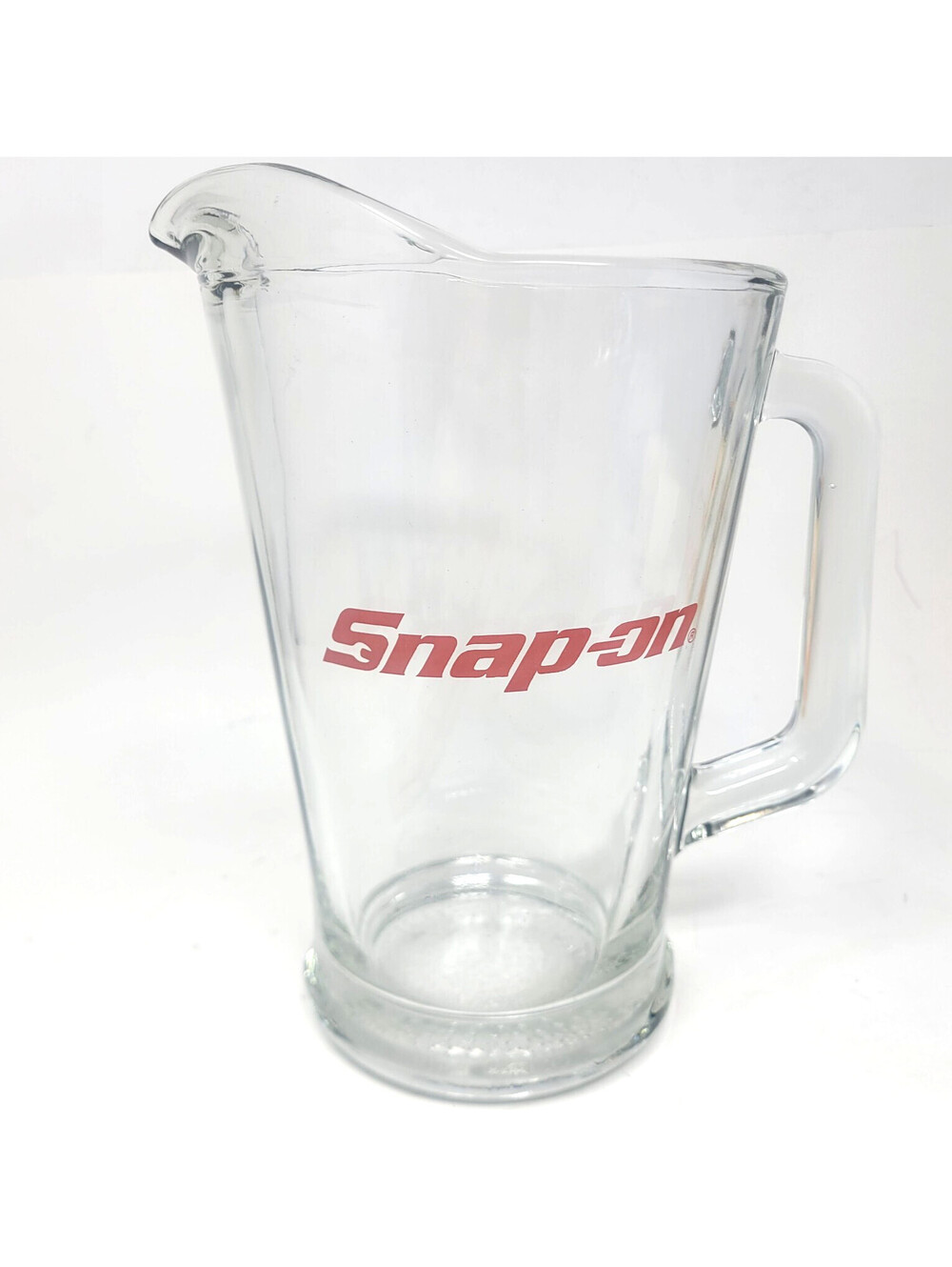 Snap-on Tools USA Glass Beer Pitcher 60 oz Red Logo Bar Advertising Barware